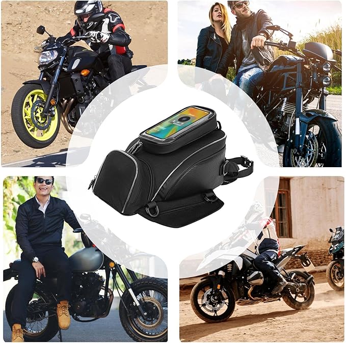 Motorcycle Tank Bag for Honda CBR300R CBR500R CBR650R, Oxford Magnetic Motorbike Bag Water-Resistant Motorcycle Gas Tank Bag with Magnets and Straps for Touring,A/Strap