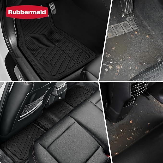 Rubbermaid Car Mats Full Set – All Weather Car Floor Mats Universal Trim-to-Fits Design,Heavy Duty Car Mats for Cars, SUVs, Trucks,and Vans - Gray