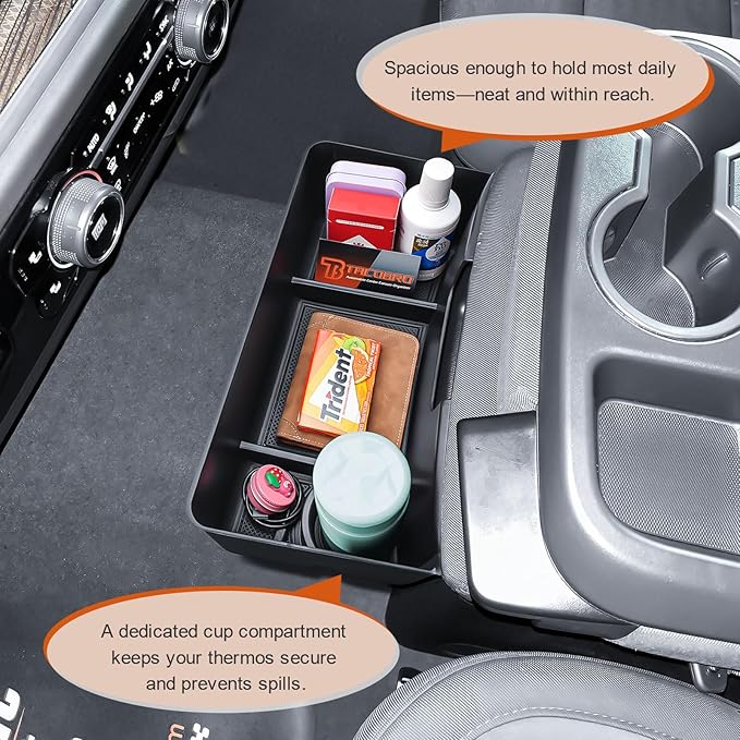 TACOBRO Center Console Hanging Organizer Box Compatible with 2019-2025 2026 Chevy Silverado/GMC Sierra 1500 and 2020-2026 Silverado/Sierra 2500HD 3500HD Accessories, Split Bench Seat ONLY