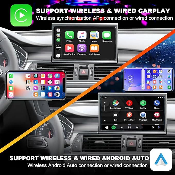 Wireless CarPlay Android Auto Retrofit Kit Decoder Box for Audi A6L 2016-2018, A7 (2018) Interface Box Fit Car Radio Upgrade GPS Navigation Support Mirror Link,Backup Camera, Siri