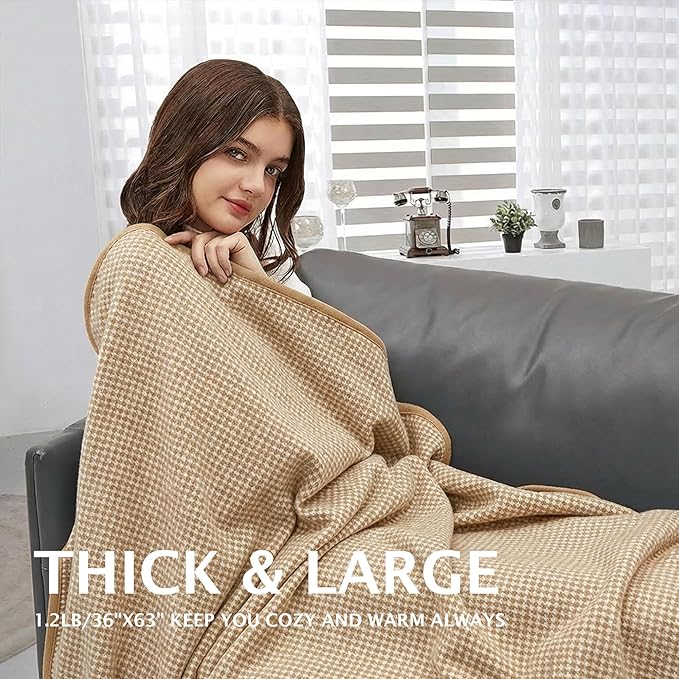 PuTian Merino Wool Camp Blanket - 36" x 63" Great for Bed Couch Camping Outdoors Travel Emergency -Large Warm Soft Washable Wool Throw