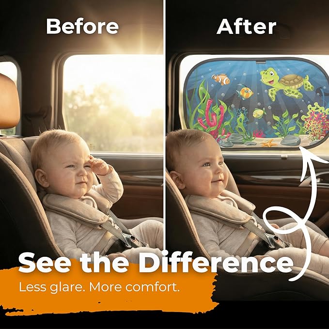 Car Window Shade for Baby with Certified UV-Protection 2 Pack - 20"x12"