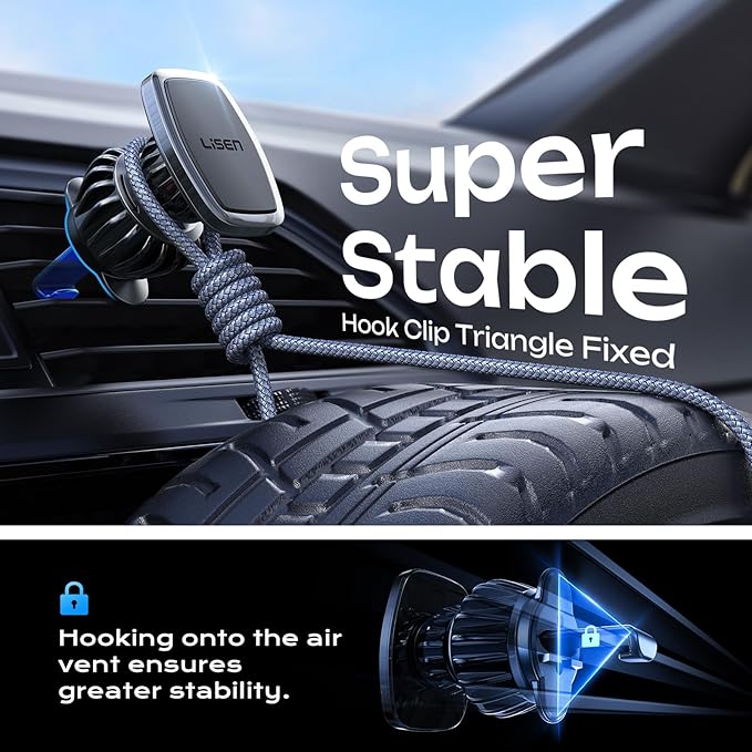 LISEN Magnetic Phone Holder for Car, Car Phone Holder Magnetic with Upgraded Clip & Ultra 6 Strong Magnets, Magnetic Car Phone Mount Magnet for Car Automobile Cradles, Soporte de Telefono para carro