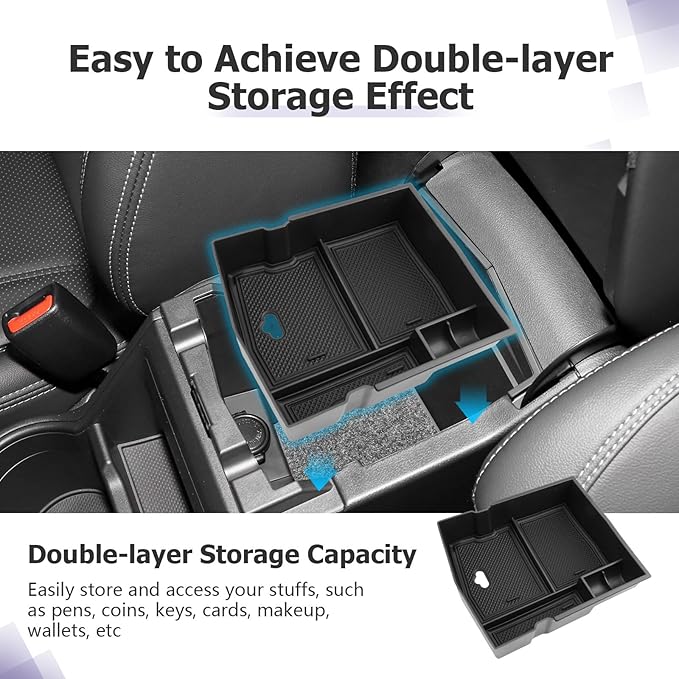 LUWU Center Console Organizer Compatible with 2019 2020 2021 2022 2023 2024 Subaru Forester Accessories Armrest Console Secondary Storage Box Insert Tray ABS Material Black