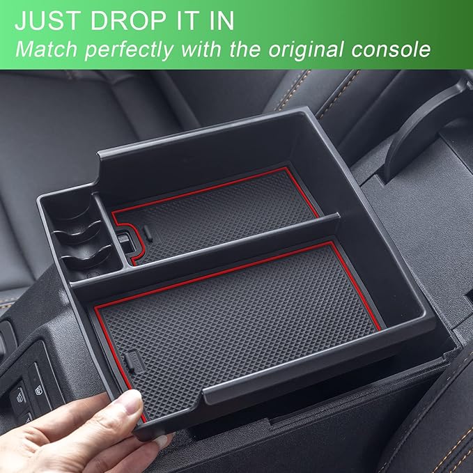 TOPINSTALL New Red Tray Compatible with 2021-2024 Ford Bronco & 2025+ Bronco 2-Door & 2025+ 4-Door Manual Transmission, Full Size Bronco Organizer (Not for Sport Model & 25 4 Doors AT)