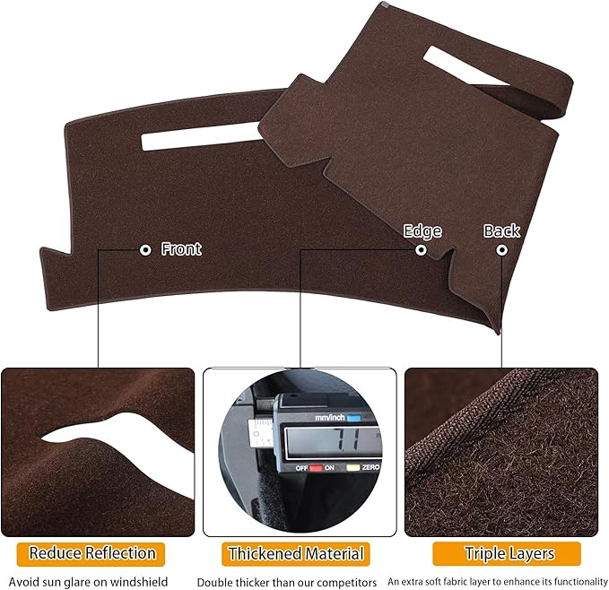 Dash Cover Mat Fit for 1999-2006 GMC Sierra/Chevy Chevrolet Silverado 1500 2500 3500 HD,2000-2006 GMC Yukon/Yukon XL/Chevy Suburban Tahoe Avalanche,Dashboard Pad Carpet Protector (99-06,Brown)