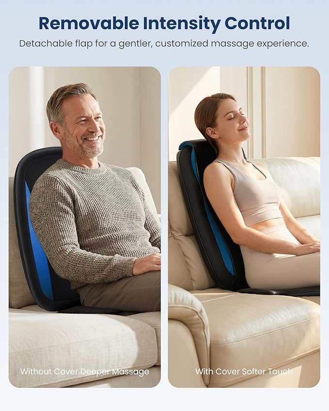 COMFIER Shiatsu Back Massager with Heat,Deep Tissue Kneading Massage Seat Cushion,Massage Chair Pad for Full Back,Body Massager for Home or Office Chair use,