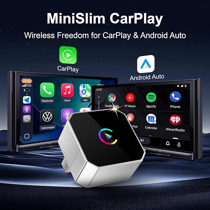2026 Upgraded Mini Wireless CarPlay Adapter for Apple CarPlay & Android Auto, Plug & Play, Fast and Auto Connect, No Latency 2 in 1 Car Play Wireless Adapter for iPhone iOS 10+ & Android 11+ (Silver)