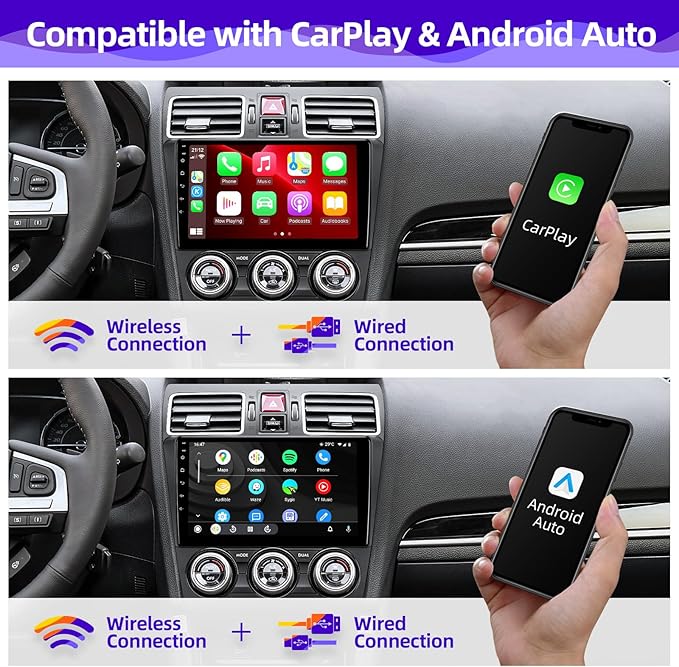 Android Car Radio Upgrade Compatible with Wireless Carplay Android Auto for Subaru Forester Impreza WRX 8 Core TouchScreen Stereo Bluetooth GPS WIFI AM/FM Camera Navigation Head Unit (2016-2018)