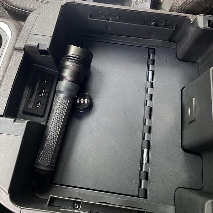 KUAFU Center Console Safe Gun Box Compatible with 2019-2023 Chevy Chevrolet Silverado GMC Sierra 1500 2500 3500 Replacement for 84081567 Console Organizer Locking Storage with 3-Digit Combo Password