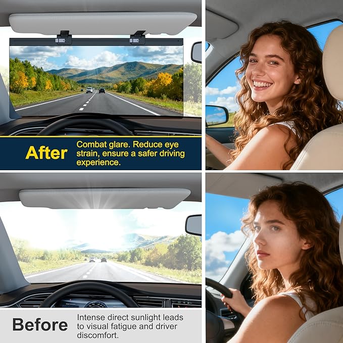 Sun Visor Extender for Car, Visor Extender Attachment for Car, Adjustable Visor Extender Sun Blocker UV400, Polarized Sun Visor Extender, Anti-Glare, UV Protector (1 Pack, X-Large)