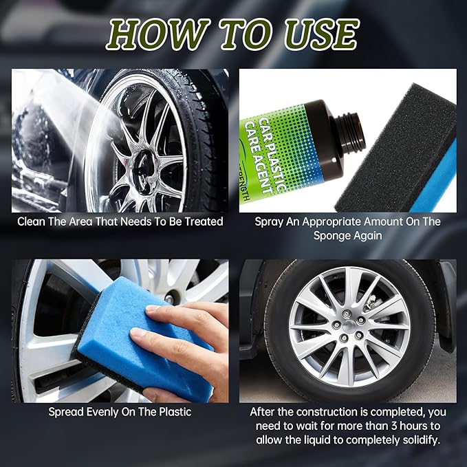Plastic Restorer for Car Plastic Care Agent kit, Automotive Exterior and Interior Trim Scratch Remover Kit, Bring Plastic, Rubber, and Vinyl Back to Life! Safe Auto Detailing Supplies, 3.38 Fl.oz
