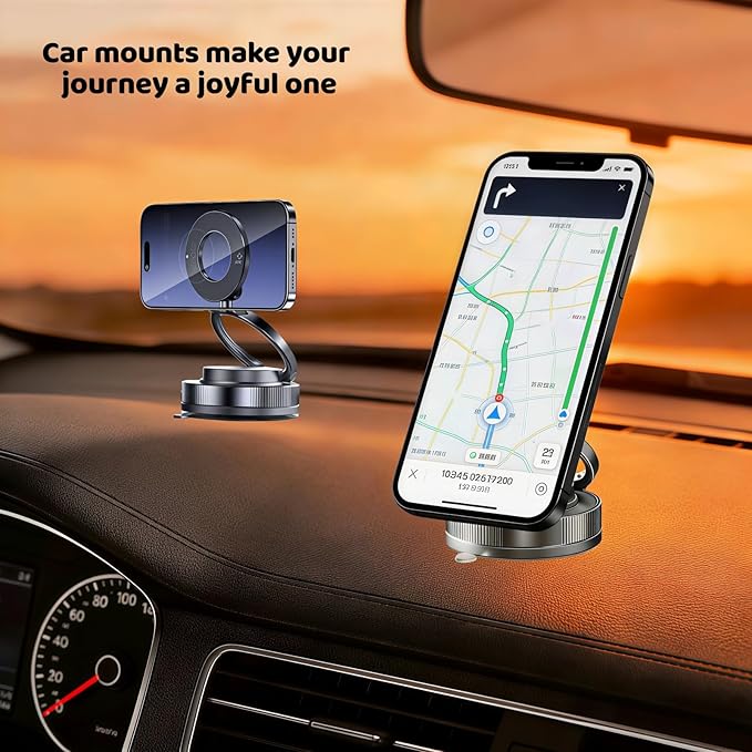 Upewefi 2026 Upgraded Car Phone Holder for Mag Safe, 3500gf Strongest Magnetic, 360° Adjustable Car Phone Holder, Phone Holders for Your Car (2pcs-Ring Shaped Black)
