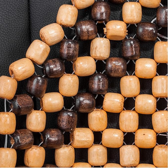Road Comforts Wood Beaded Seat Cover Back Massage Cushion for Stress Free - Keeps Back from Getting Sweaty While Driving 1PC (Beige)