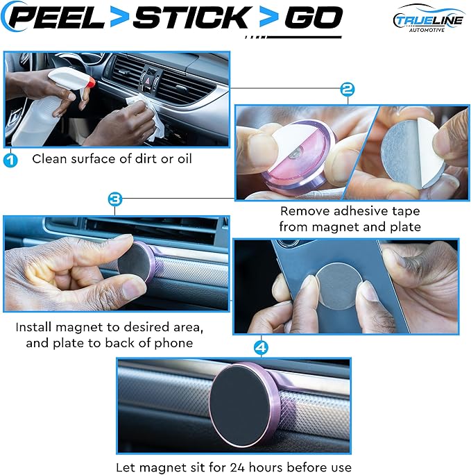 TRUE LINE Automotive Magnetic Phone Mount for Car - Magnetic Car Phone Holder - Magnet Phone Holder for Car, Magnetic Phone Mount for Car, Magnetic Phone Holder with Silicone Pad (Pink)