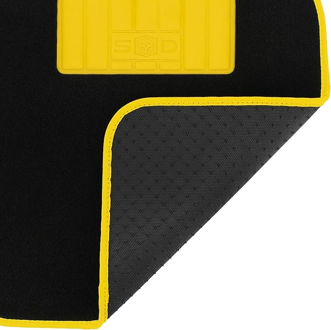 Universal Car Floor Mats Rubber Edge Yellow Non-Slip Washable Mats Front 45 x 65 cm Rear 44 x 33 cm