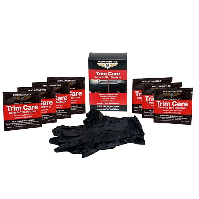 Aero Cosmetics Trim Care Wipes - Quick Plastic Trim Restorer - Restores Faded Plastic Trim - Long Term UV Protection - Lasts Over 3 Years and Over 300 Washes – Ceramic Coating, Not a Dressing