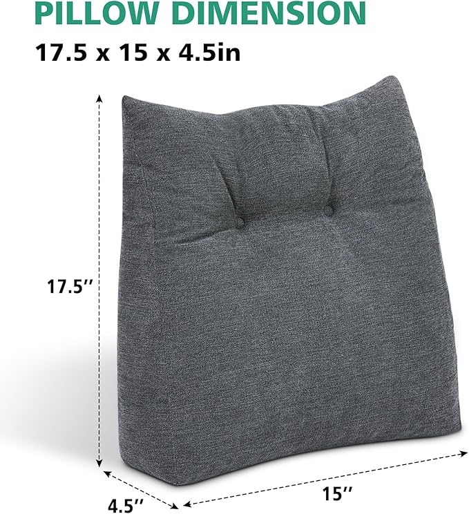 Shinnwa Lumbar Support Pillow for Office Chair, Memory Foam Back Support Pillow for Back Pain Relief, Car, Chair and Couch, 17.5x15x4.5in, Charcoal