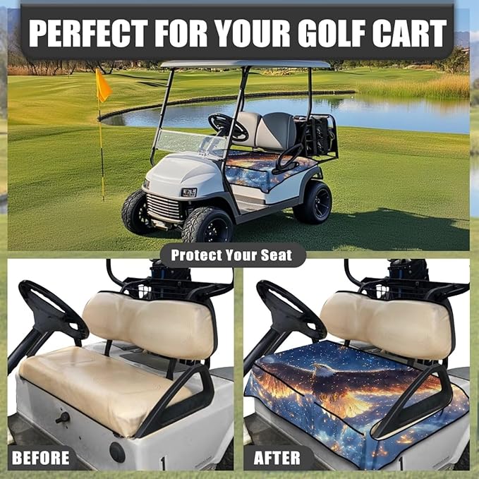 Biyejit Golf Cart Seat Covers with 4 Pockets Golf Cart Seat Towel Blanket Fits 2-Seat Golf Carts, Golf Cart Accessories