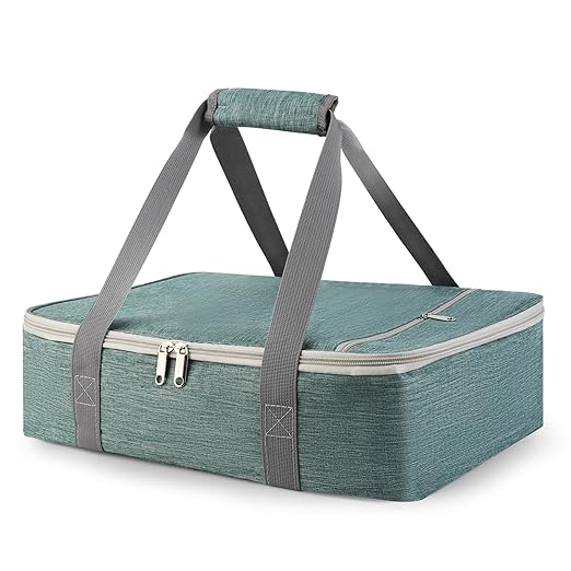 Bodaon Casserole Carriers for Hot or Cold Food, Fits 11"x15"Baking Dish, Portable Warmer for Travel,Insulated Casserole Carrier,Keep Warm Food Containers,Keeps Food Hot for Hours, Pioneer Woman, Green
