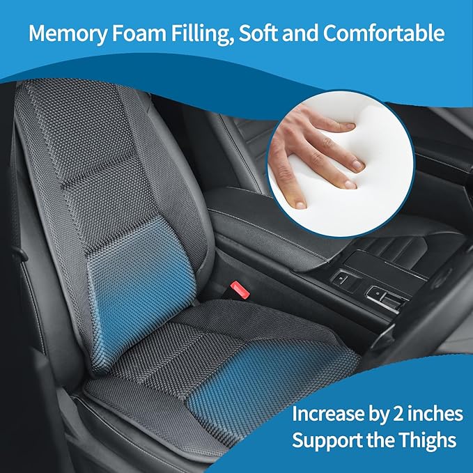 Car Seat Cushion for Car Seat Driver - Comfortable Memory Foam Car Seat Pad for Butt Pain & Back Pain Relief - Universal for Most Seats in Cars, SUVs, Trucks, Etc.