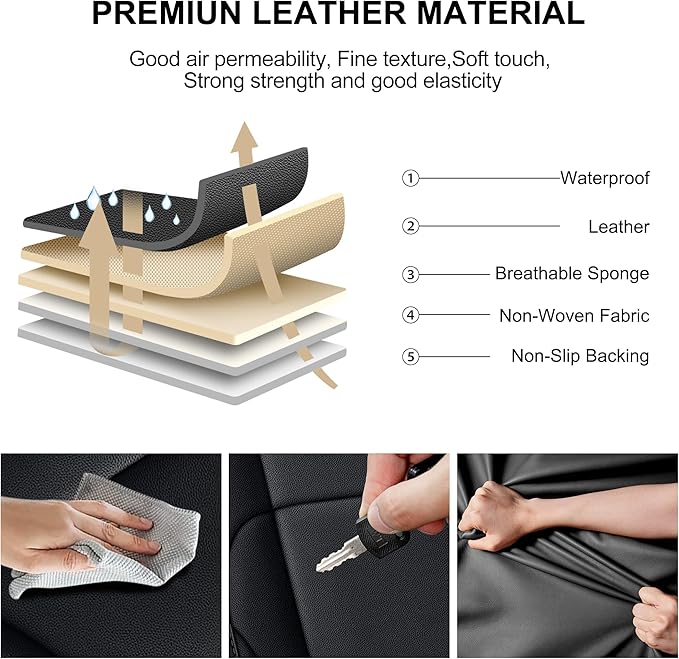 AOMSAZTO Custom Seat Covers for Toyota Tundra 2022 2023 2024 2025 CrewMax SR SR5 Limited Platinum FFV TRD Pro Leather Car Seat Covers Full Set Black, Custom Fit Full Set Faux Leather Black