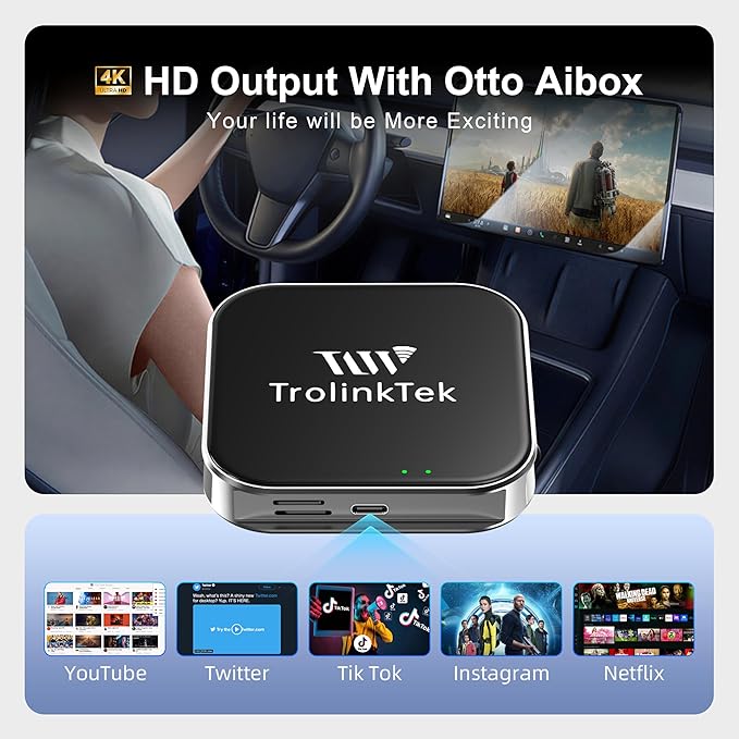 Wireless CarPlay 8 Core Auto Multimedia Video Box, 4G Cellular 4GB+64GB, Built-in Android 13 Navigation Support SIM&TF Card Bluetooth 5.5, Fits Car with OEM Wired CarPlay/Android Auto