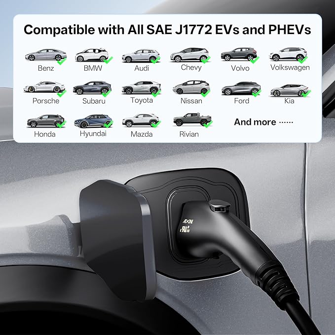 Level 1&2 EV Charger,J1772 16A EV Charger with 25FT Extension Cord Cable,Portable Electric Car Charger 240V NEMA 6-20 Plug&120V NEMA 5-15 Adapter for All SAE J1772