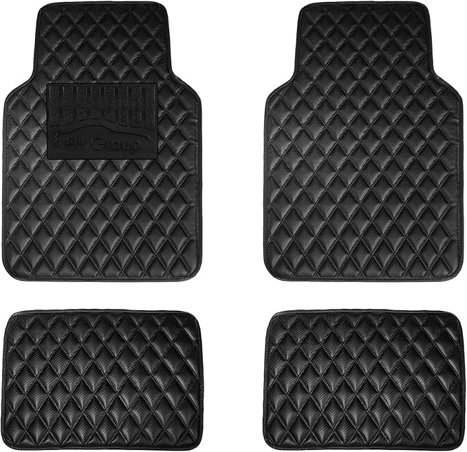 FH Group Floor Mats - Faux Leather Floor Mats for Cars, Universal Fit Automotive Floor Mats, All Purpose Car Floor Mats, PU Leather Protector Mat for Most Sedan, SUV, Truck Floor Mats Brown