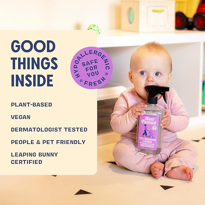 Aunt Fannie's Toy and Highchair Cleaner, Hypoallergenic, Multi-Purpose Spray Powered by Vinegar for Toys, High Chairs, Car Seats, Swings, Counters, and Other Hard Surfaces Fragrance Free, Pack of 1