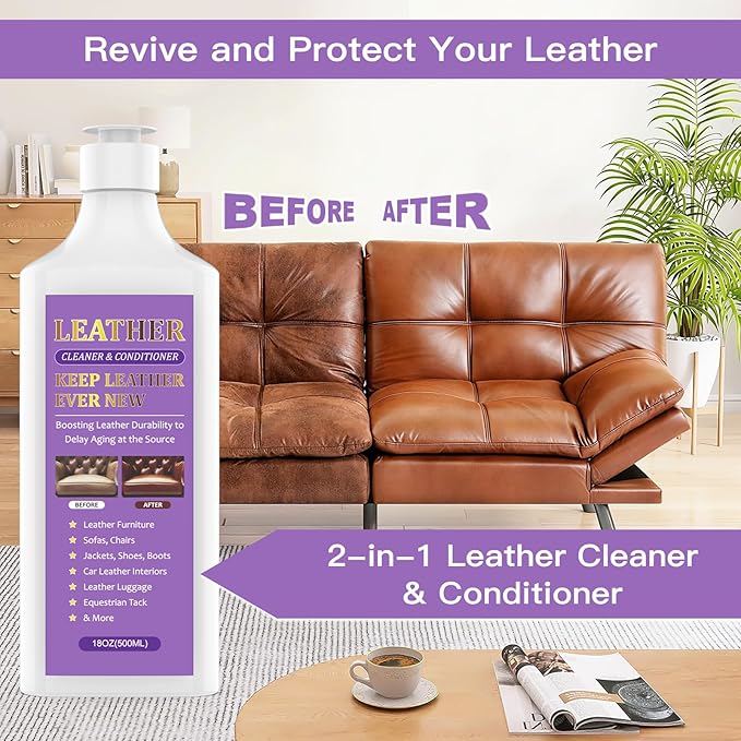 Leather Cleaner & Conditioner - Cleans, Nourishes, Restores & Maintains, Crafted for All Leather Items, Including Handbags, Jackets, Boots, Furniture, Couch, Car Interiors, and Equestrian Gear & More