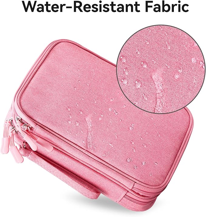 DDgro Electronic Cable Organizer Bag, Large Travel Cord Storage Case for Charger, Power Bank, Cables & Tech Accessories (Large, Dark Pink)