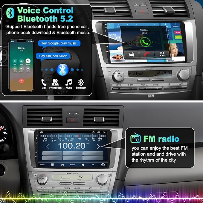 4G+64G Car Radio Stereo for Toyota Camry 2006-2011, Wireless Carplay&Android Auto with Android 13 Support Bluetooth/Voice Control/GPS/WiFi/Back-up Camera/SWC/FM, 9 Inch IPS Touch Screen