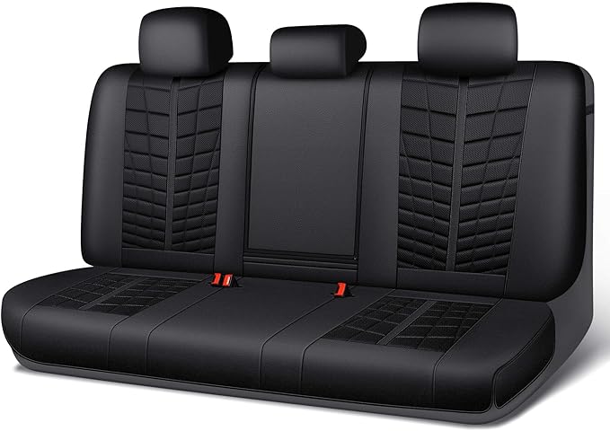 CAR PASS 3D Foam Mesh Back Car Seat Covers,Breathable Leather Rear Seat Cover Anti Slip Universal Fit for Most Cars SUVs Vans Small Trucks 95% Automotive Bench seat, Armrest Compatible,All Black