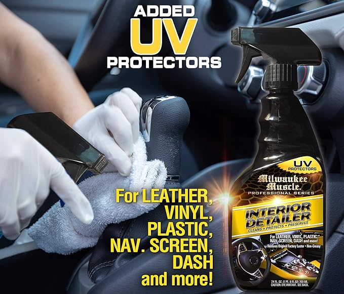 Auto Car Interior Cleaner Detailer Spray - 24 Fl Oz - For Cars, Bikes, Boats - Cleaner and Conditioner For Leather, Vinyl, Plastics, Screens - Upholstery Protectant Detailing Spray