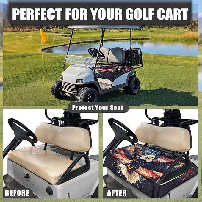 Biyejit Golf Cart Seat Covers with 4 Pockets Golf Cart Seat Towel Blanket Fits 2-Seat Golf Carts, Golf Cart Accessories