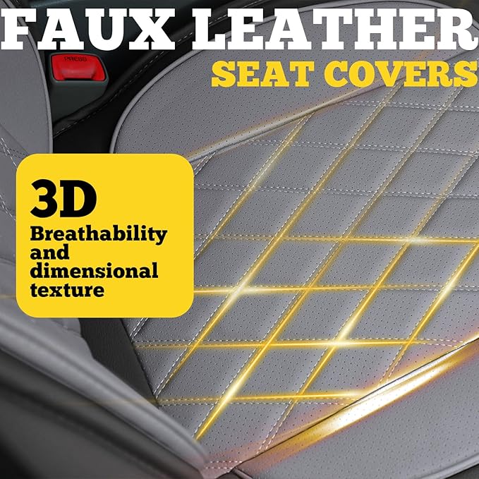 LINGVIDO Car Seat Covers Full Set (5 Seats) - Premium Perforated Nappa Leather, Waterproof Shield, Omni-Adapt Fit SUVs Sedans, Ultimate Family & Pet Protection