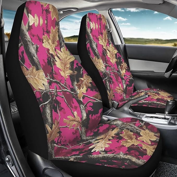 KEIAHUAN Pink Camo Hunting Car Seat Covers Comfort Back and Front Car Seat Protector Auto Interior Accessories Decor Universal Fit for Cars,Trucks,Sedans,SUVs