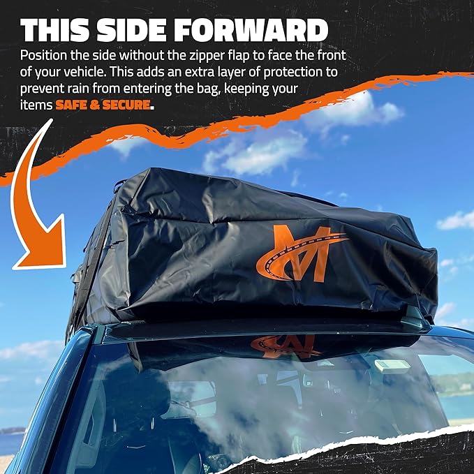 Mockins 40 CuFt XXL Roof Bag Cargo Carrier for Top of Vehicle | 72"x48"x20" Waterproof Vinyl Rooftop Cargo Carrier Bag | Secure Vehicle Soft-Shell Carriers for Car, Truck, SUV, Van, RV w/Accessories