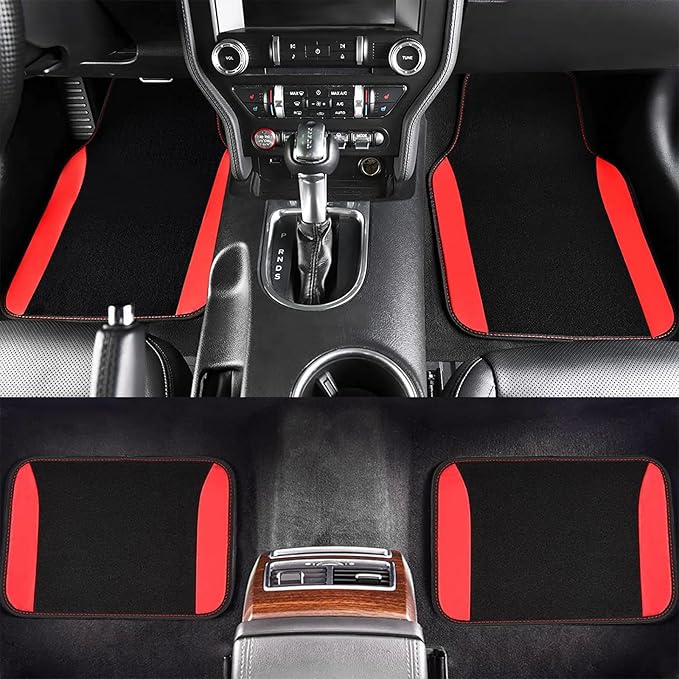 Flying Banner Car Seat Covers Front Seats Rear Bench Polyester car seat Protectors Easy installations Rear Bench Split Classic Man Lady Truck (Full Set - Low Back - Combo Pack, Black Red)