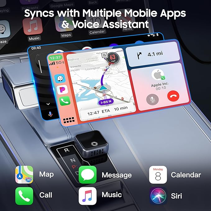 2026 Upgraded 2in1 Mini Wireless CarPlay & Android Auto Adapter, Convert Wired Car Play to Wireless for Cars with USB/Type-C Port, Plug & Play USB Dongle Compatible for Apple iPhone & Android Devices