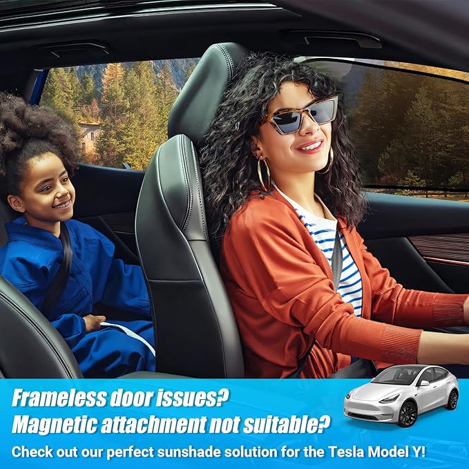 ZATOOTO Tesla Model Y Window Shades for Front Window Driver Side Window Cover Transparent Static Cling Film | Block 90% UV & Heat | No Adhesive, Easy Install | Enhanced Visibility, Interior Protection