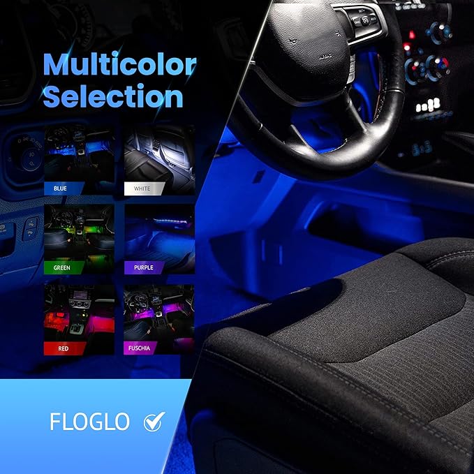 Alpena - FloGlo Interior Bluetooth LED Strip Lights for Cars, Flowing Ambient Lighting Car Interior Stips, Multi-Colored Car Interior Lights, Comes with Downloadable App for Custom Presets, 48 inches