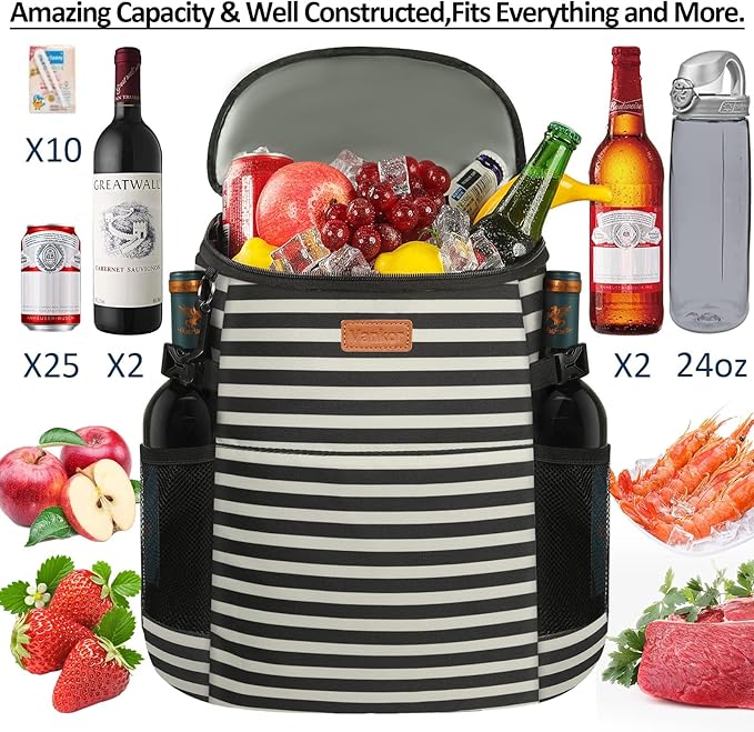 Camping Cooler Backpack 30 45 Cans, Soft Backpack Coolers Insulated Leak Proof Travel Cooler Bag Waterproof Lunch Picnic Beach Work Trip Thermal Bag Drink Beverage Beer Bag Cooler