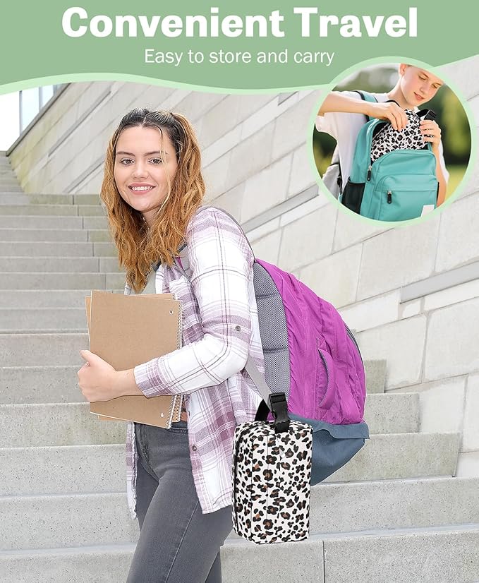 Small Insulated Snack Bag Lunch Bag for Kids Lunch Box for Women/Men, Collapsible [3L/5-Can] Reusable Lunch Bag Cooler Bag for Bottle with Handle Buckle for Work/School/Travel,Leopard Print