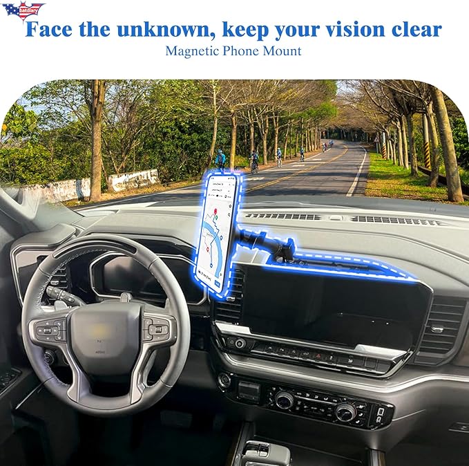 2024-2025 Silverado 1500 Magnetic Phone Mount – Compatible with 2022-2025 Chevy Silverado & GMC Sierra, No-Drill Metal Cell Phone Holder for Dash Platform Car Accessories