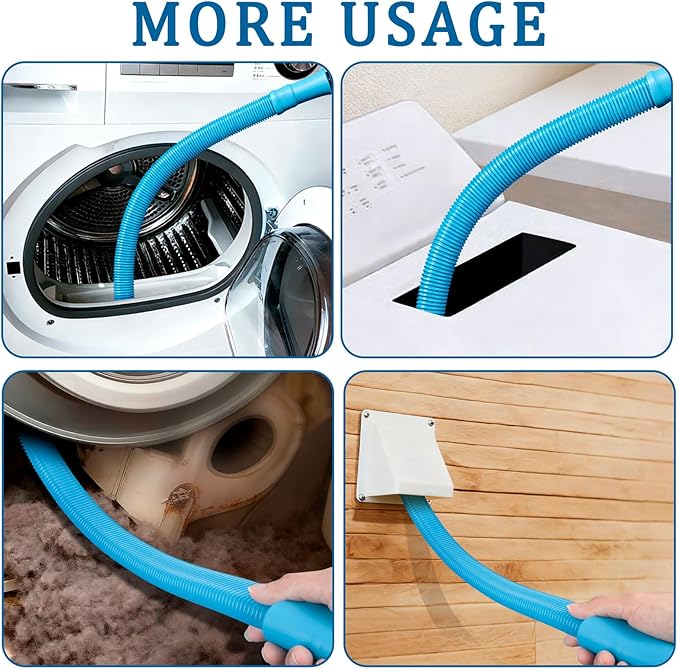 Dryer Vent Cleaner Kit – Flexible Brush & Universal Vacuum Attachment for Lint Removal, Dryer Duct and Vent Cleaning Tool for Dryer, Washer, Car Vents & Air Ducts
