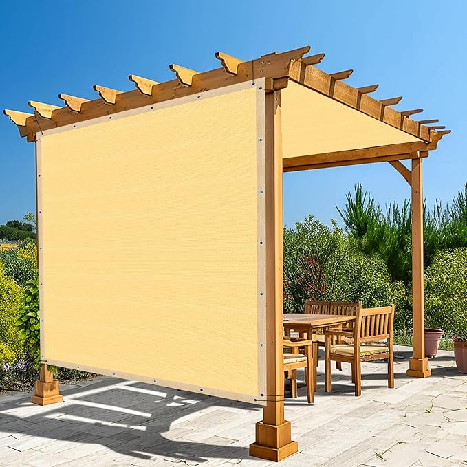Amagenix 90% Shade Fabric 11'X 18' Sand Sun Shade Cloth with Grommets for Pergola Replacement Shade Cover Canopy, Heavy Duty, Cable Zip Ties Included (We Customized)