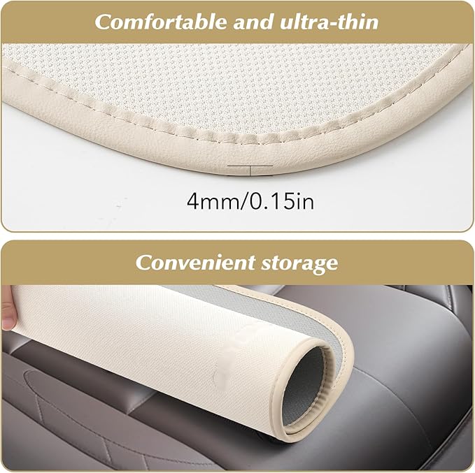 KEYOOG 2PCS Car Seat Covers Cushion, for Car Seat Office Chair, Prevent Seat Dirt, Thin and Breathable, Do Not Affect Seat Ventilation Functions, with Non Slip Bottom, 20.5"x19.3" Beige