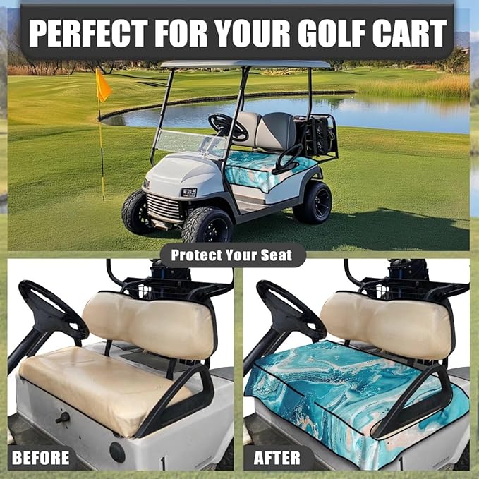 Biyejit Golf Cart Seat Covers with 4 Pockets Golf Cart Seat Towel Blanket Fits 2-Seat Golf Carts, Golf Cart Accessories